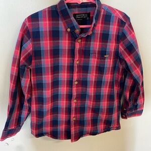 Mayoral Boys Red & Navy Plaid Casual Button-Down Shirt